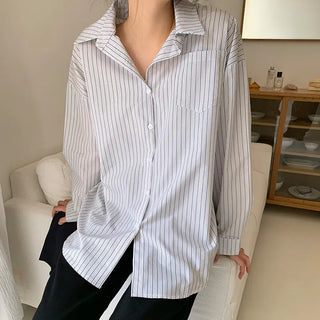 Seinevin Loose Fit Striped Pocket Shirt