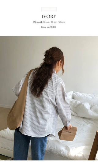 Seinevin Loose Fit Striped Pocket Shirt