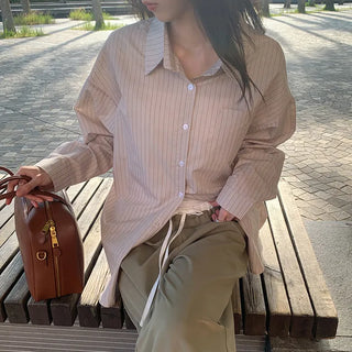 Seinevin Loose Fit Striped Pocket Shirt