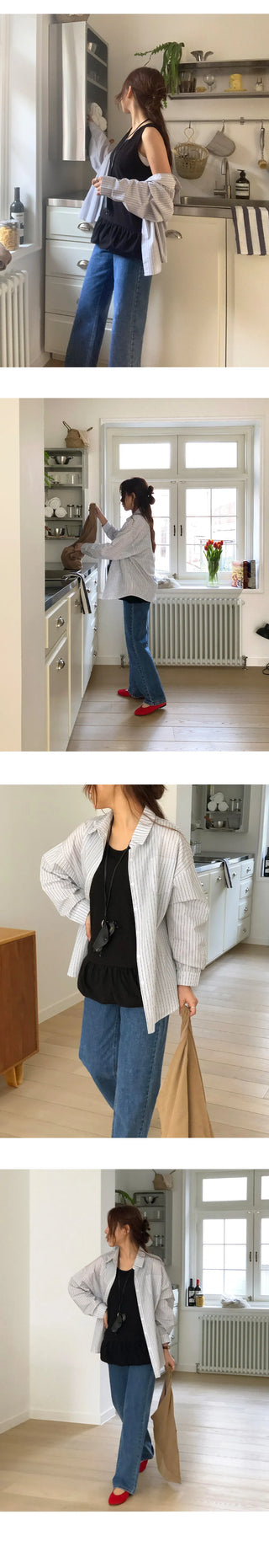 Seinevin Loose Fit Striped Pocket Shirt