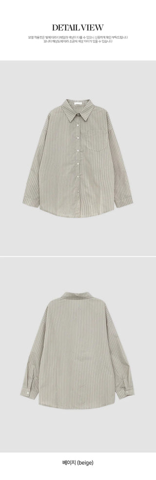 Seinevin Loose Fit Striped Pocket Shirt