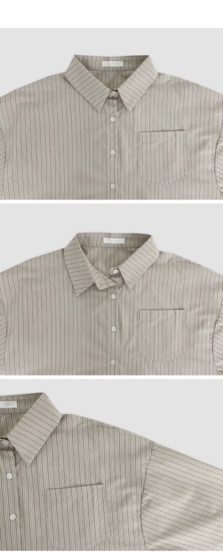 Seinevin Loose Fit Striped Pocket Shirt