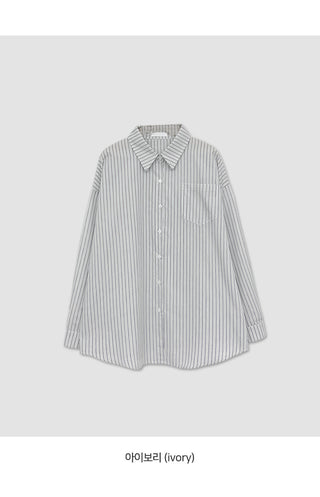 Seinevin Loose Fit Striped Pocket Shirt