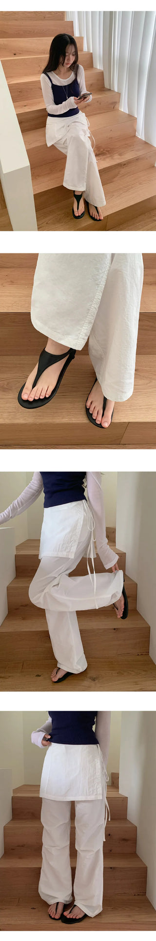 Forens Leather Flip flops with Elastic Strap Sandals