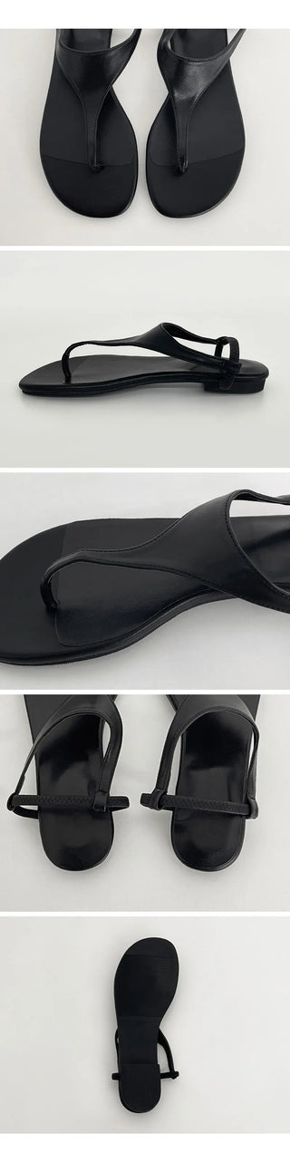 Forens Leather Flip flops with Elastic Strap Sandals