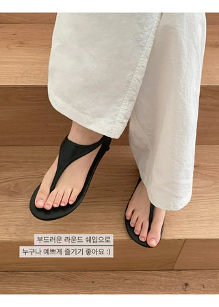 Forens Leather Flip flops with Elastic Strap Sandals