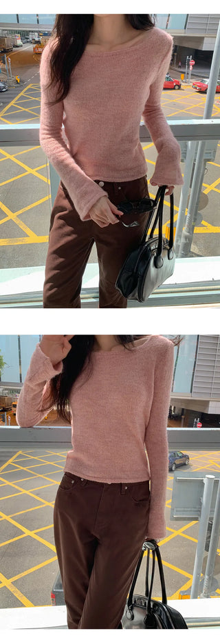 Enite Wool Mohair Square Neck Knit