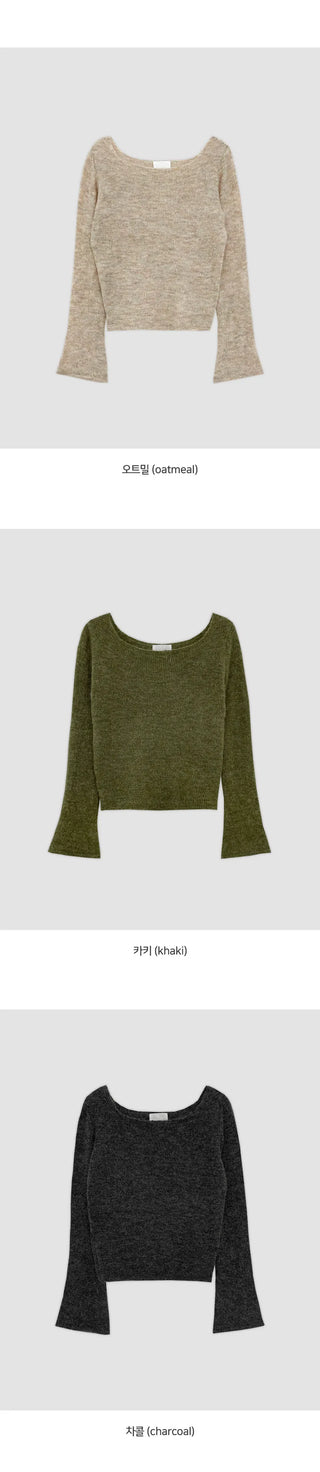 Enite Wool Mohair Square Neck Knit