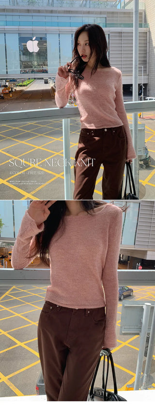 Enite Wool Mohair Square Neck Knit