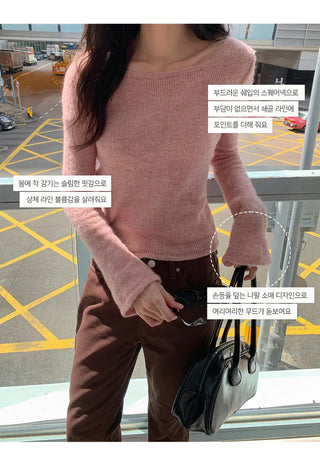 Enite Wool Mohair Square Neck Knit
