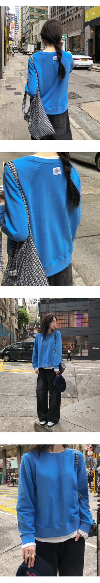 Lukeley Raglan Back Label Round Sweatshirt