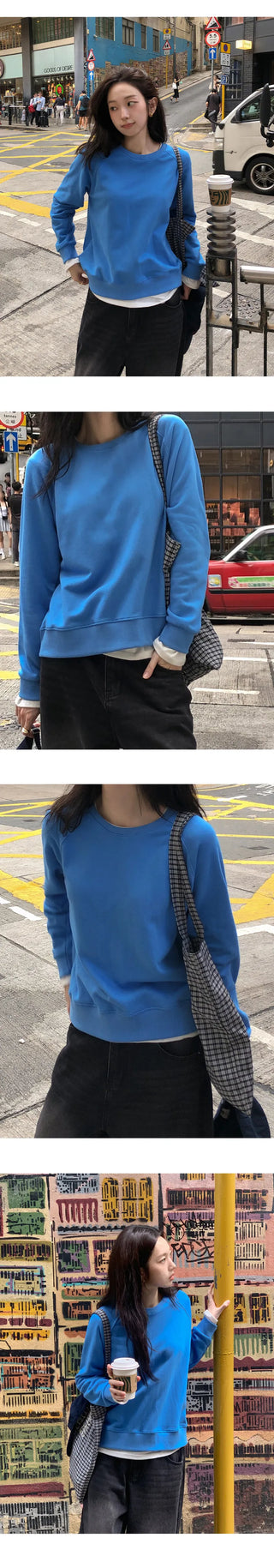 Lukeley Raglan Back Label Round Sweatshirt