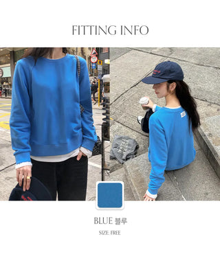 Lukeley Raglan Back Label Round Sweatshirt