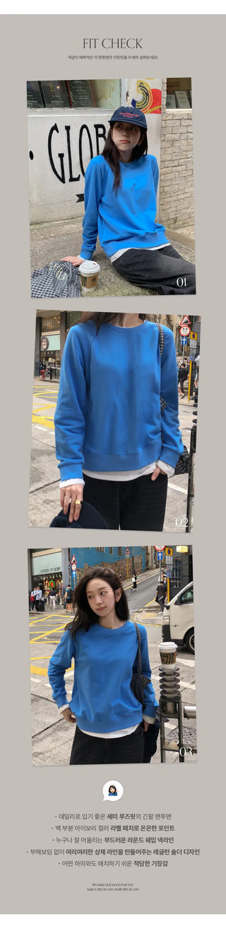 Lukeley Raglan Back Label Round Sweatshirt