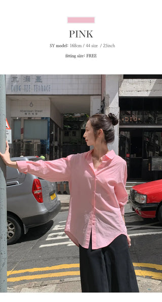 Cozyen Cotton Basic Loose Fit Long Sleeve Shirt