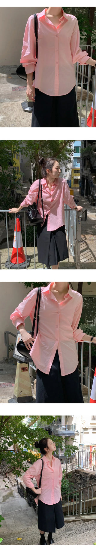 Cozyen Cotton Basic Loose Fit Long Sleeve Shirt