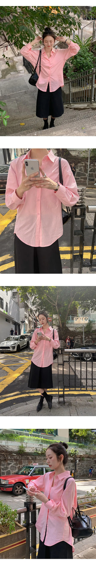 Cozyen Cotton Basic Loose Fit Long Sleeve Shirt
