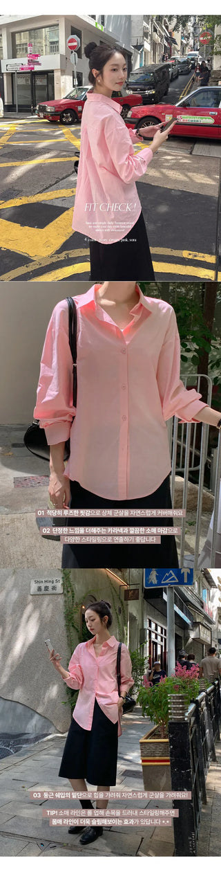 Cozyen Cotton Basic Loose Fit Long Sleeve Shirt