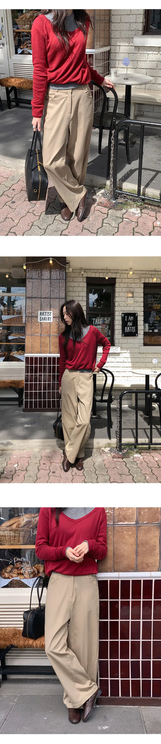 Lanok Diagonal Cut Wide Chino Pants