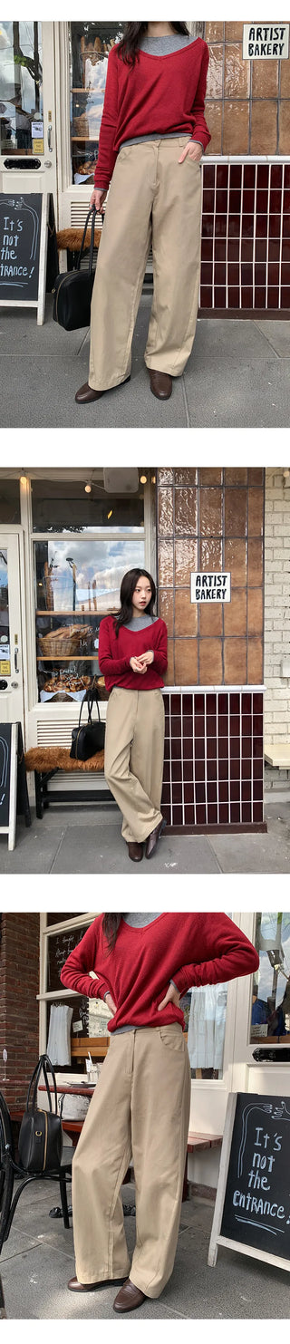 Lanok Diagonal Cut Wide Chino Pants