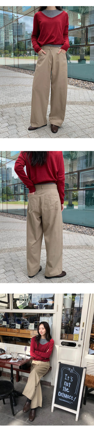 Lanok Diagonal Cut Wide Chino Pants