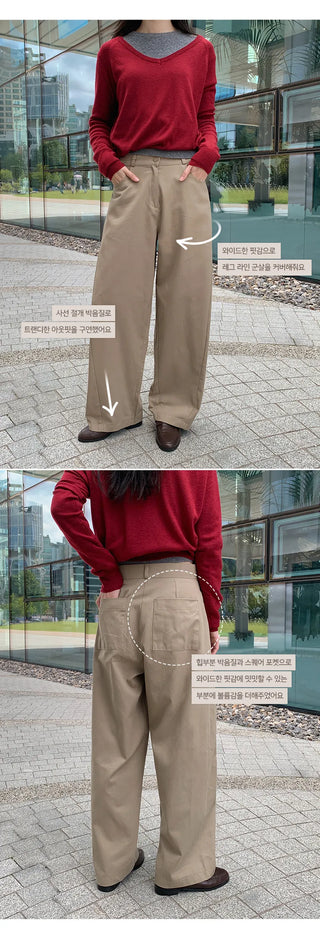 Lanok Diagonal Cut Wide Chino Pants