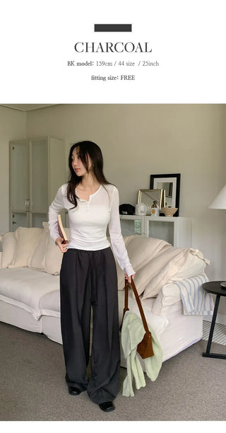 Hielve Cut out String Wide Elastic Slacks