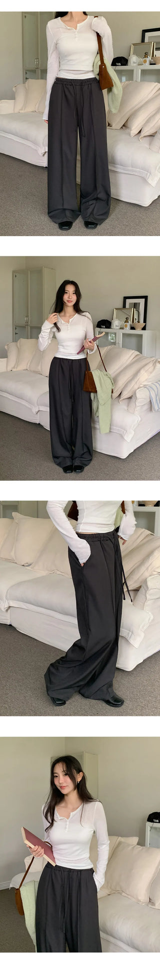Hielve Cut out String Wide Elastic Slacks