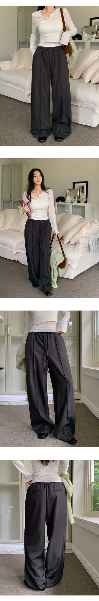 Hielve Cut out String Wide Elastic Slacks