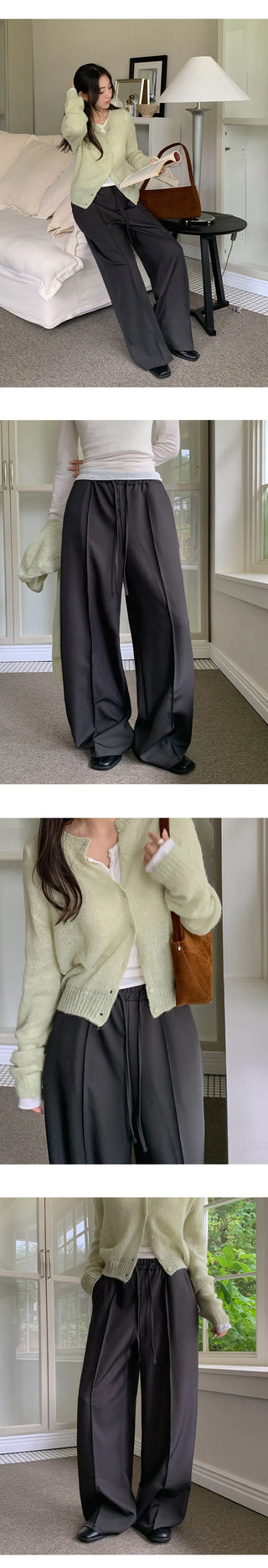 Hielve Cut out String Wide Elastic Slacks