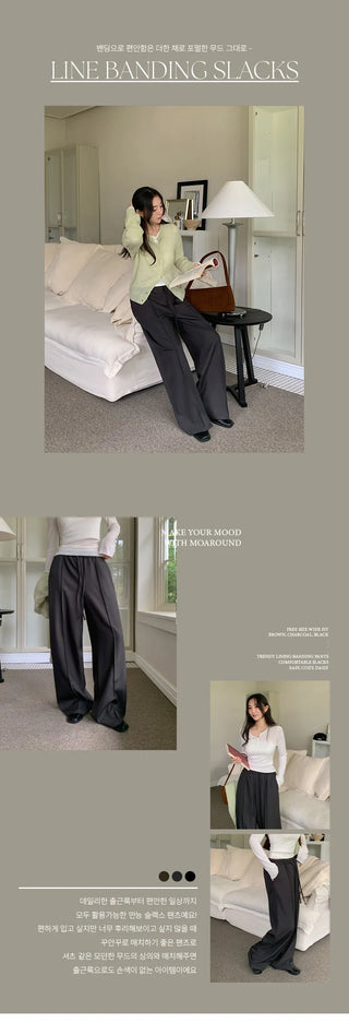 Hielve Cut out String Wide Elastic Slacks