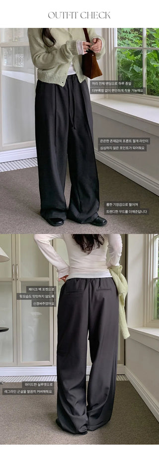 Hielve Cut out String Wide Elastic Slacks