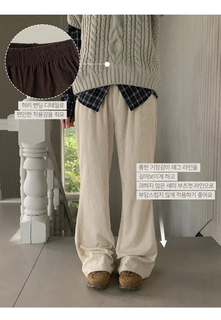 Bidmel Corduroy Elastic Semi Bootcut Pants