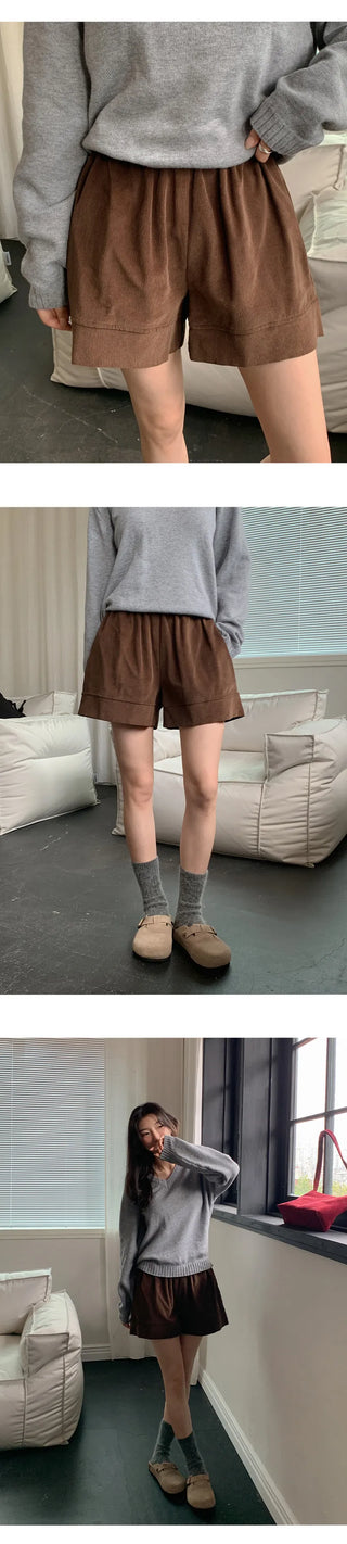 Lufensi Corduroy Elastic Shorts