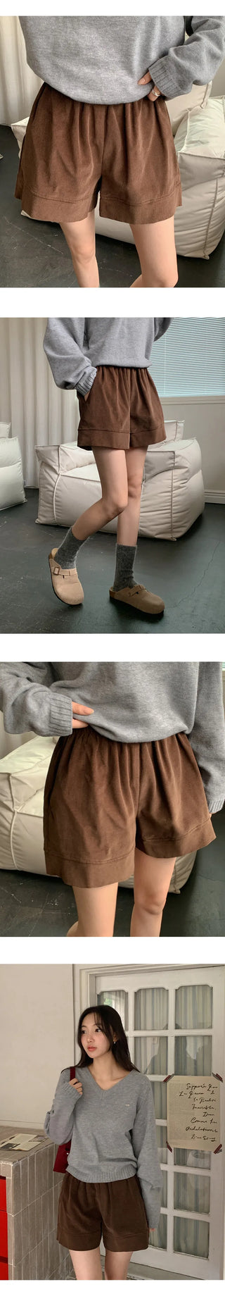 Lufensi Corduroy Elastic Shorts