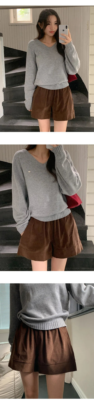 Lufensi Corduroy Elastic Shorts