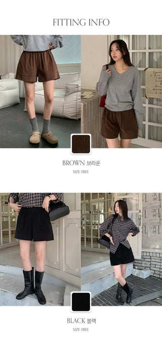 Lufensi Corduroy Elastic Shorts