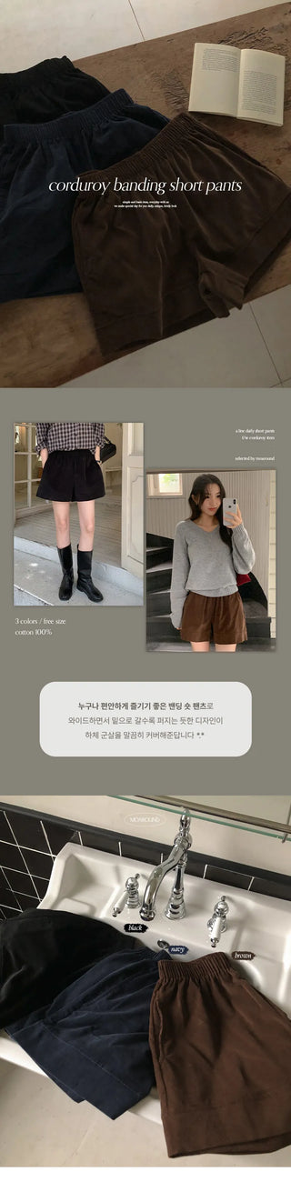 Lufensi Corduroy Elastic Shorts
