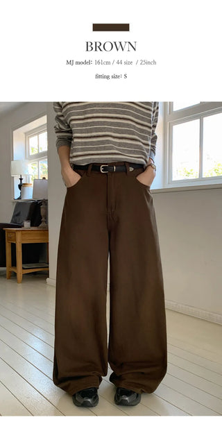 Brichen Back Buckle Wide Cotton Pants