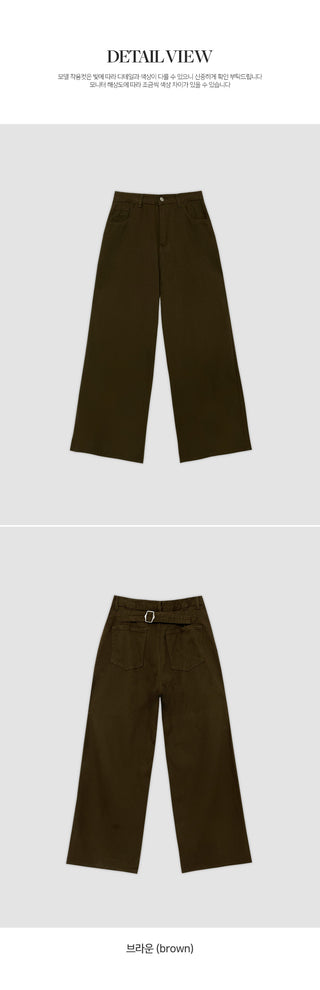 Brichen Back Buckle Wide Cotton Pants