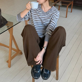 Brichen Back Buckle Wide Cotton Pants
