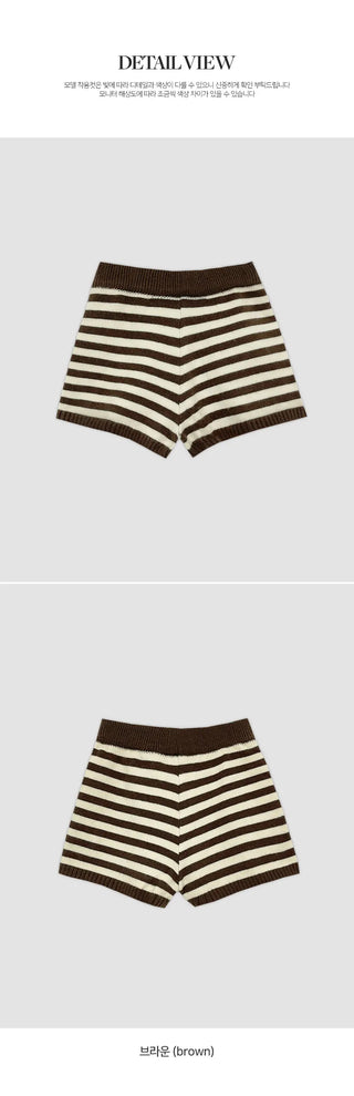 Tienf Striped Elastic Knit Shorts