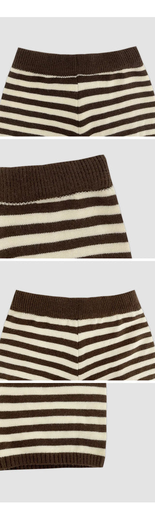 Tienf Striped Elastic Knit Shorts