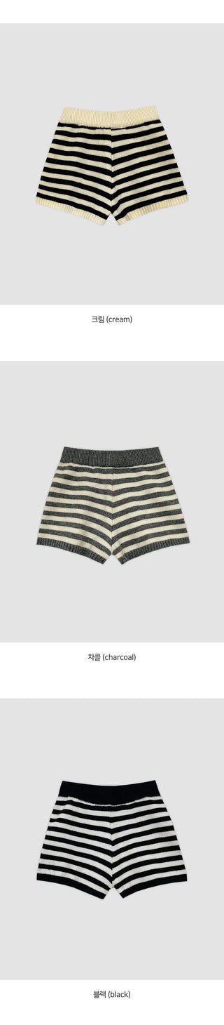 Tienf Striped Elastic Knit Shorts