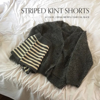 Tienf Striped Elastic Knit Shorts