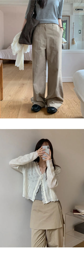 Venir Back Elastic Cut Pants Layered Skirt Set