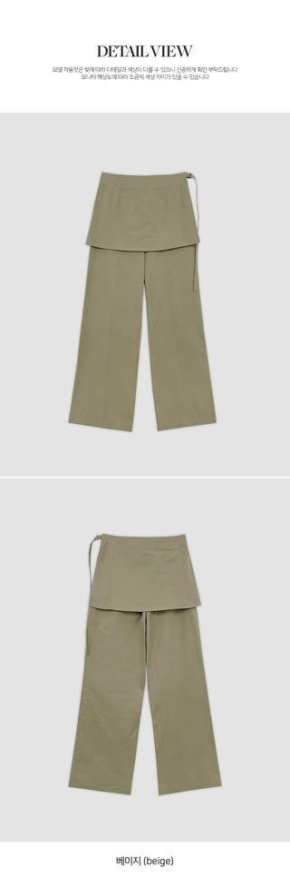 Venir Back Elastic Cut Pants Layered Skirt Set