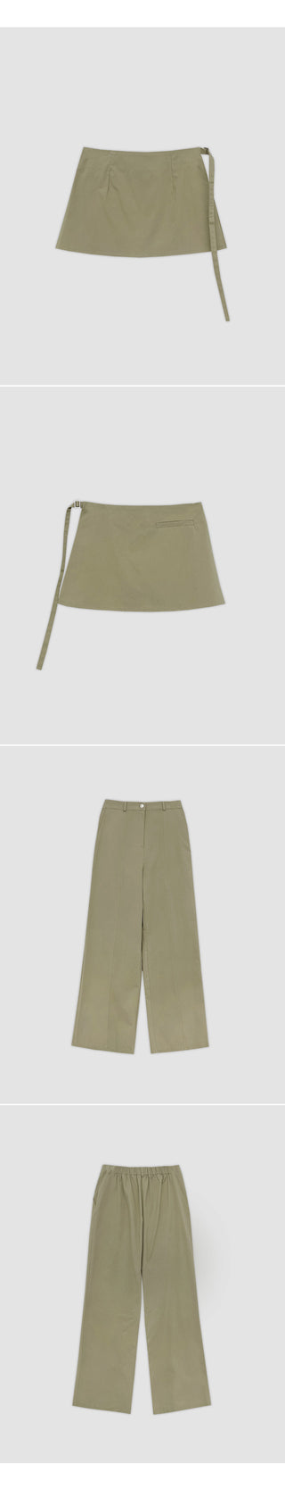 Venir Back Elastic Cut Pants Layered Skirt Set