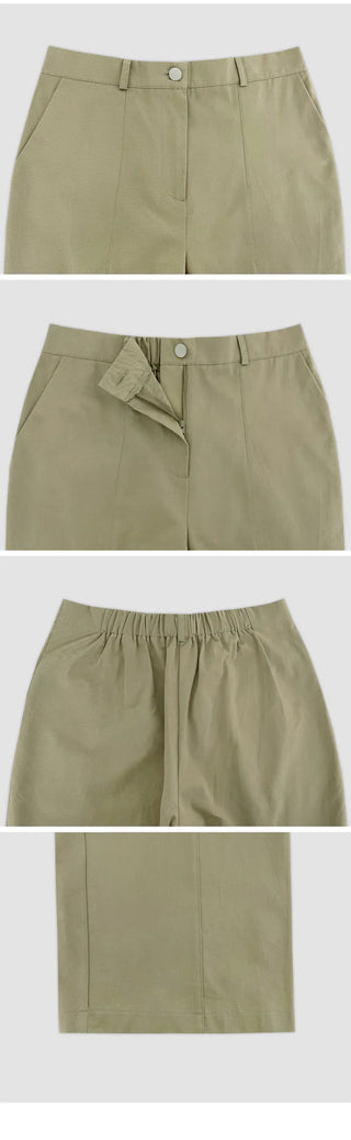 Venir Back Elastic Cut Pants Layered Skirt Set