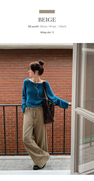 Perion Back Pocket Pigment Washed Cotton Wide Pants
